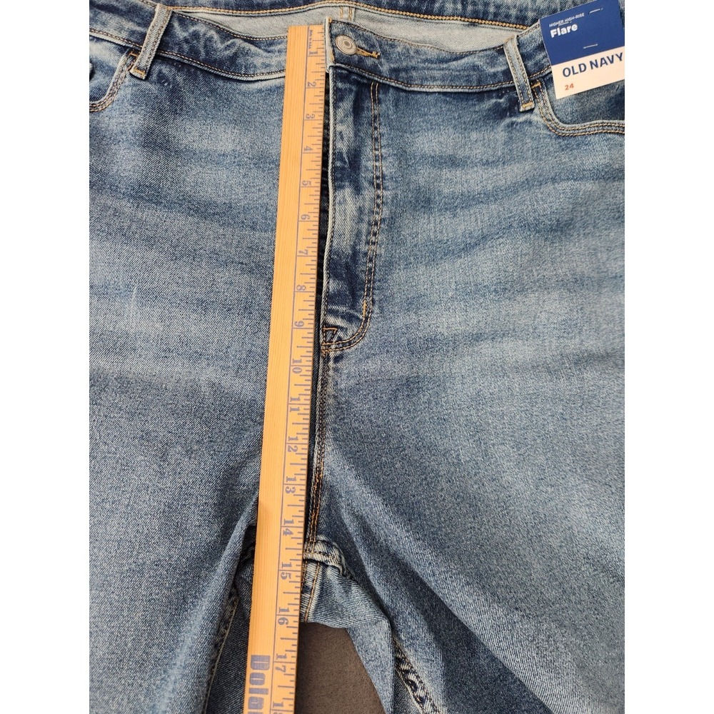 Old Navy Higher High-Rise Flare Jeans Plus Sz 24 Blue Denim Boho Festival NWT - Picture 3 of 13